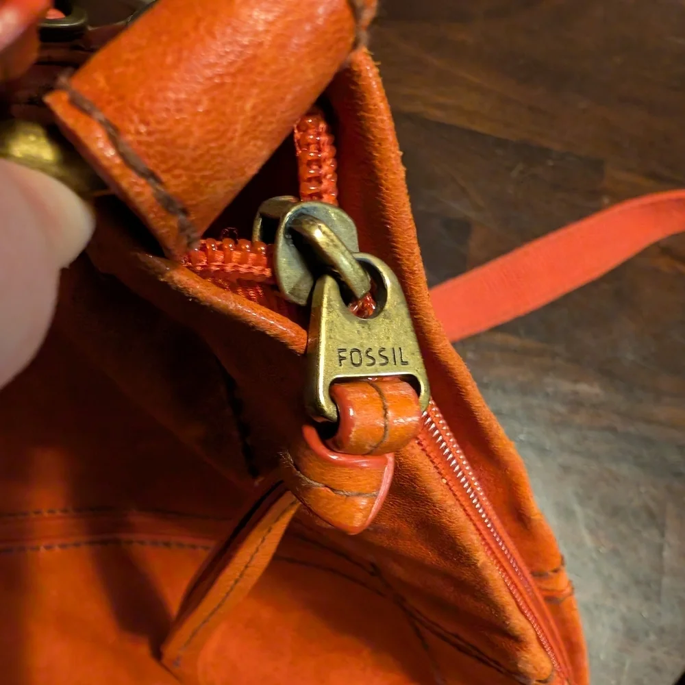 Fossil Women's Orange Leather Crossbody Bag
